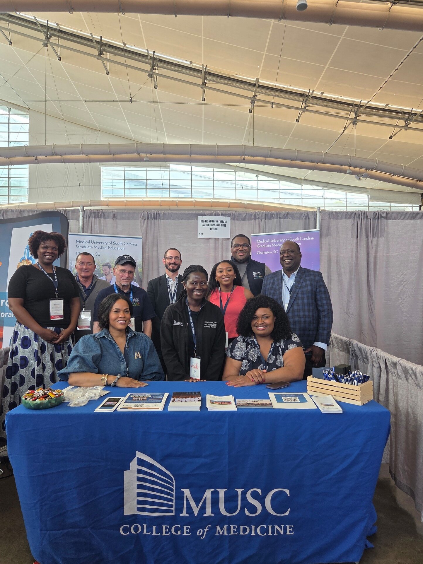 Residents and GME leaders (Mileka Gilbert, Rob Chisholm, Ed Kantor, David Beckert, Courtney Rucker, Ryan Hall, Michael Moxley, Linnea Mitchem, Etta Conteh, Michele Nsianya) recruiting at the Student National Medical Association conference”