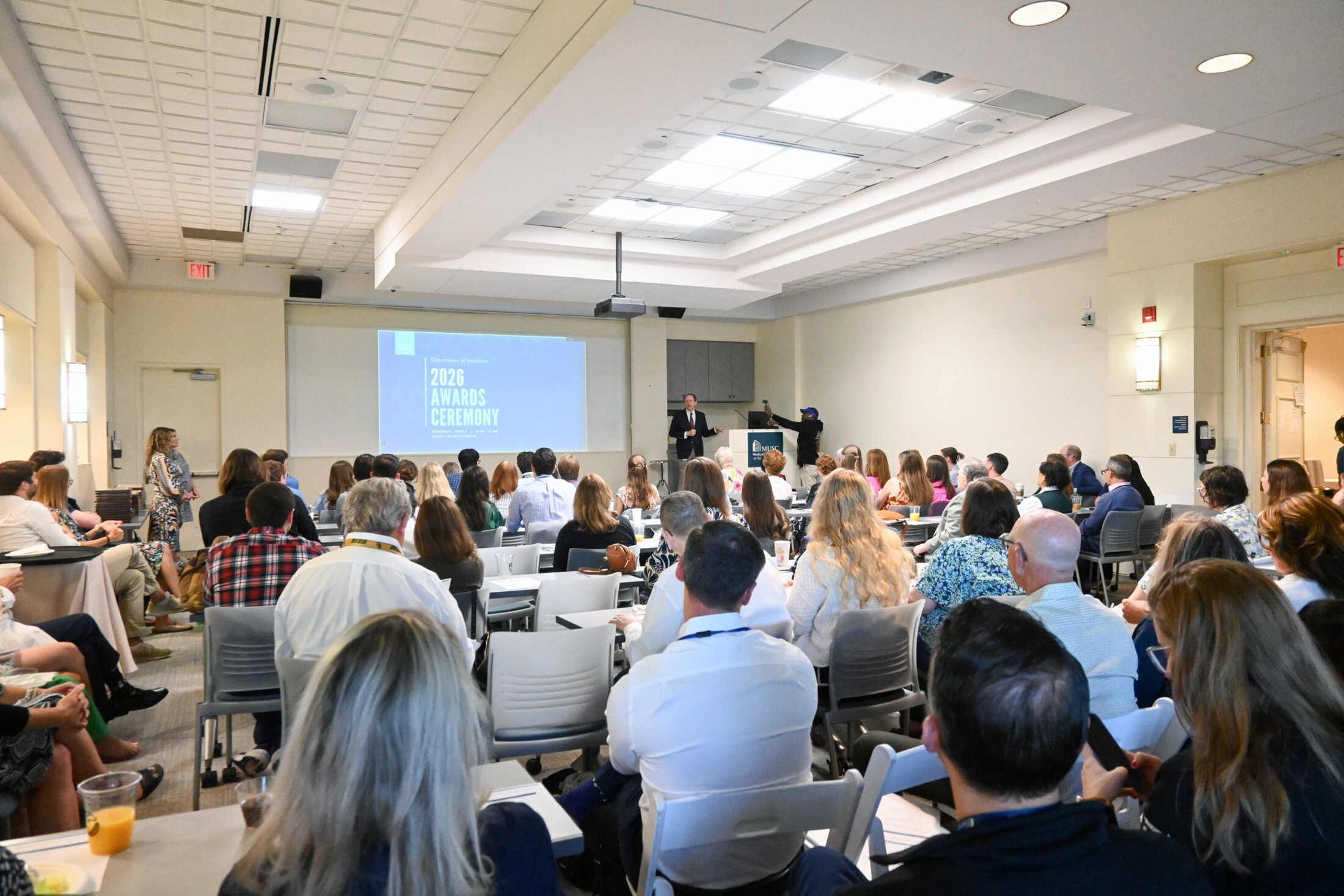 Dr.  Oates, vice chair of Research in the Department of Medicine recognizing our faculty, staff and residents during our annual awards day ceremony.