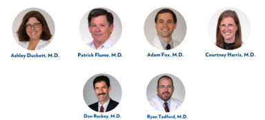 Ashley Duckett, M.D., Patrick Flume, M.D., Adam Fox, M.D., Courney Harris, M.D., Don Rockey, M.D., and Ryan Tedford, M.D. are among this year's faculty awardees.