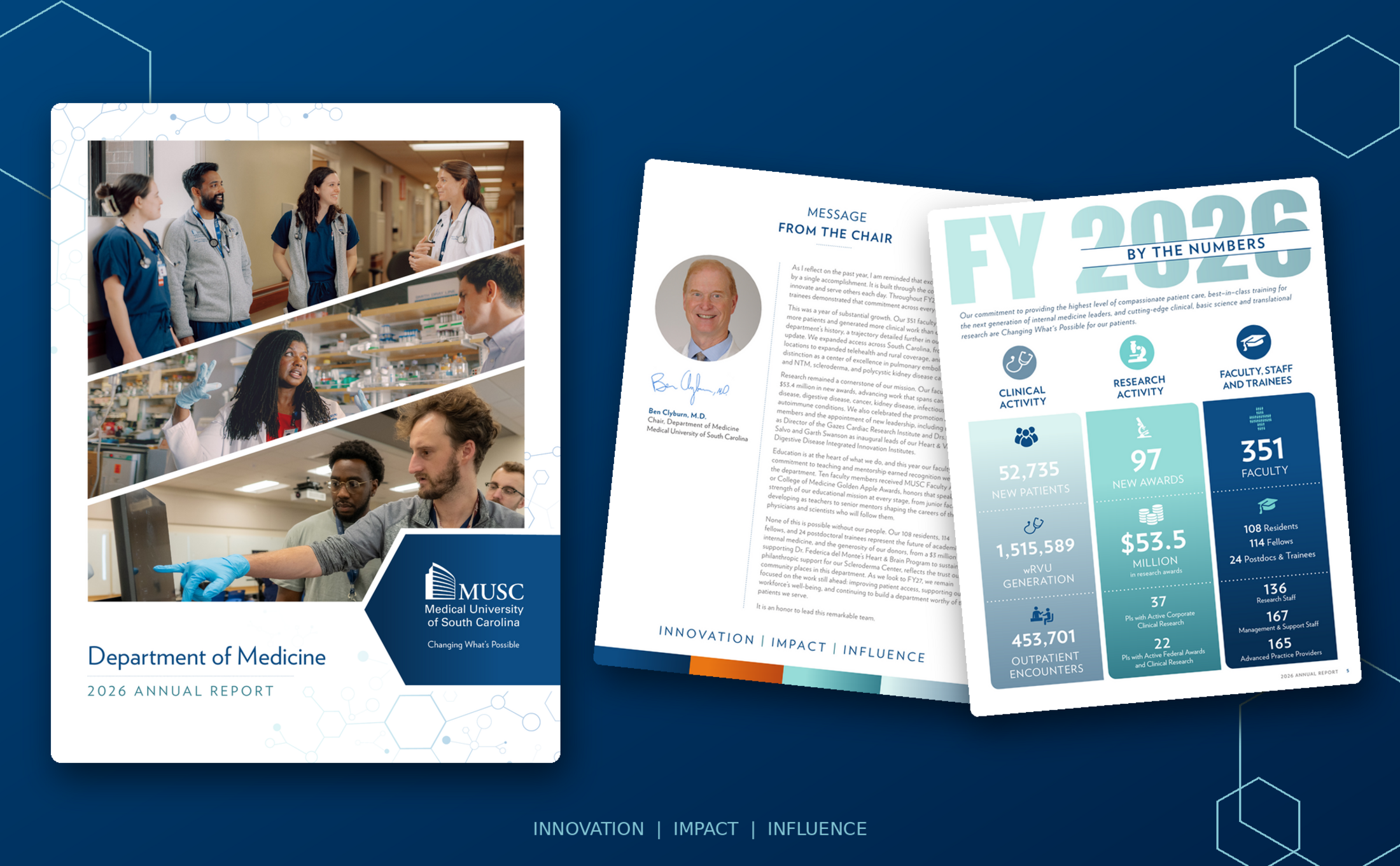 Cover of the annual report with pages previewed in fan like order
