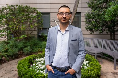 Hollings researcher Haluk Damgacioglu in the garden.