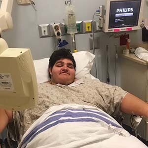 James Tuttle in the hospital for bariatric surgery. 