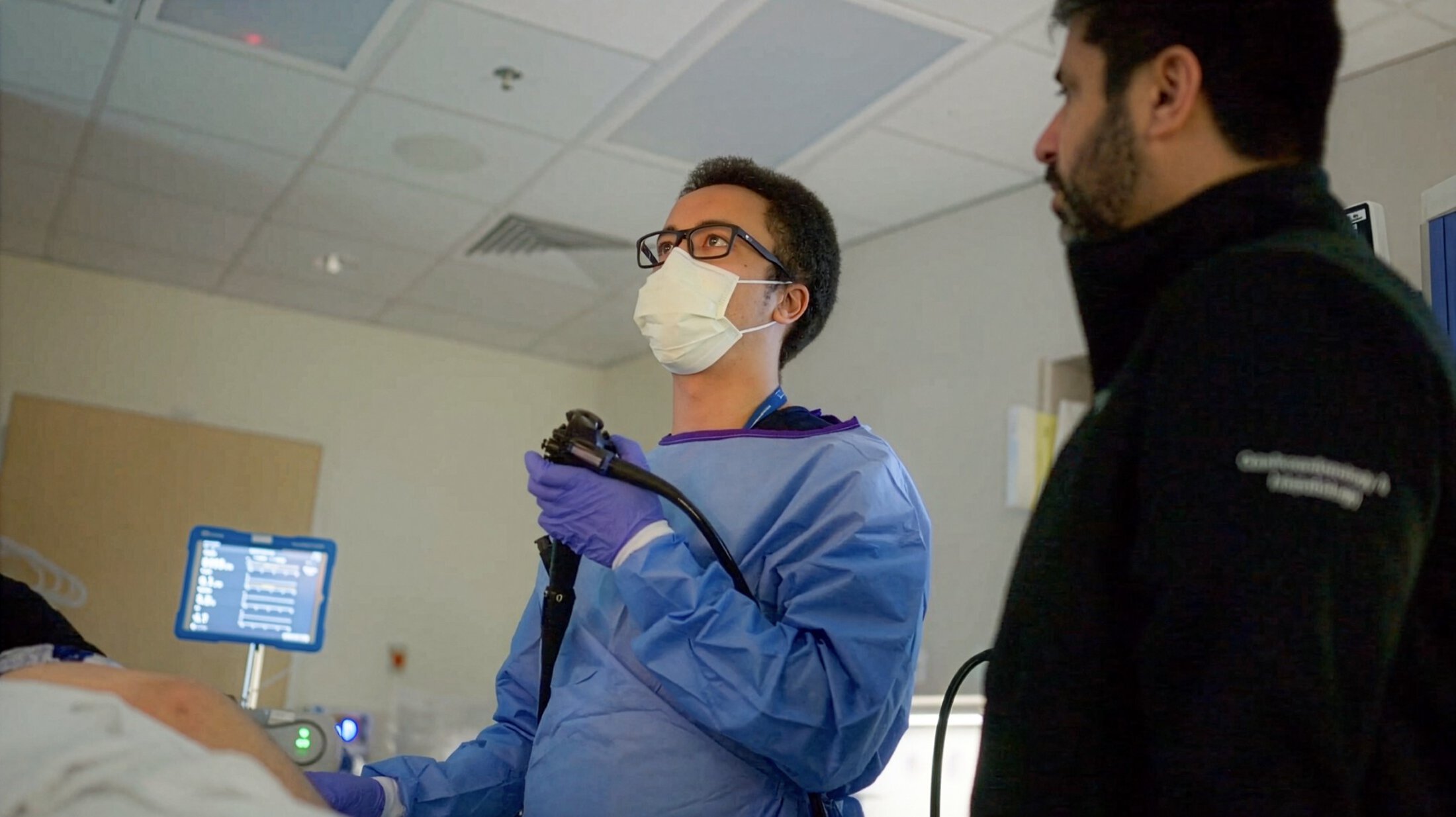 Gastroenterology fellow and attending procedure training in clinic