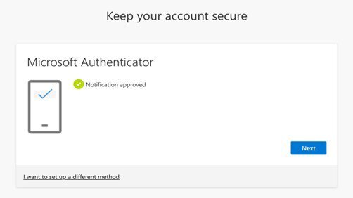screen capture of notification approved
