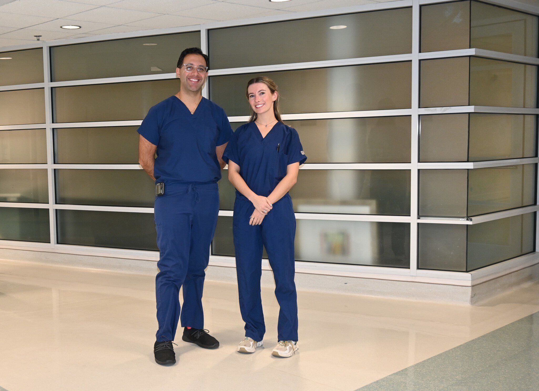 Adam Tanious, M.D., Medical Director of theMUSC Health Dialysis Access Institute, with Mariah Lieberman, PA-C, near the Dialysis Access OR suite