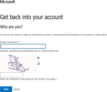 screen shot to get back into your account