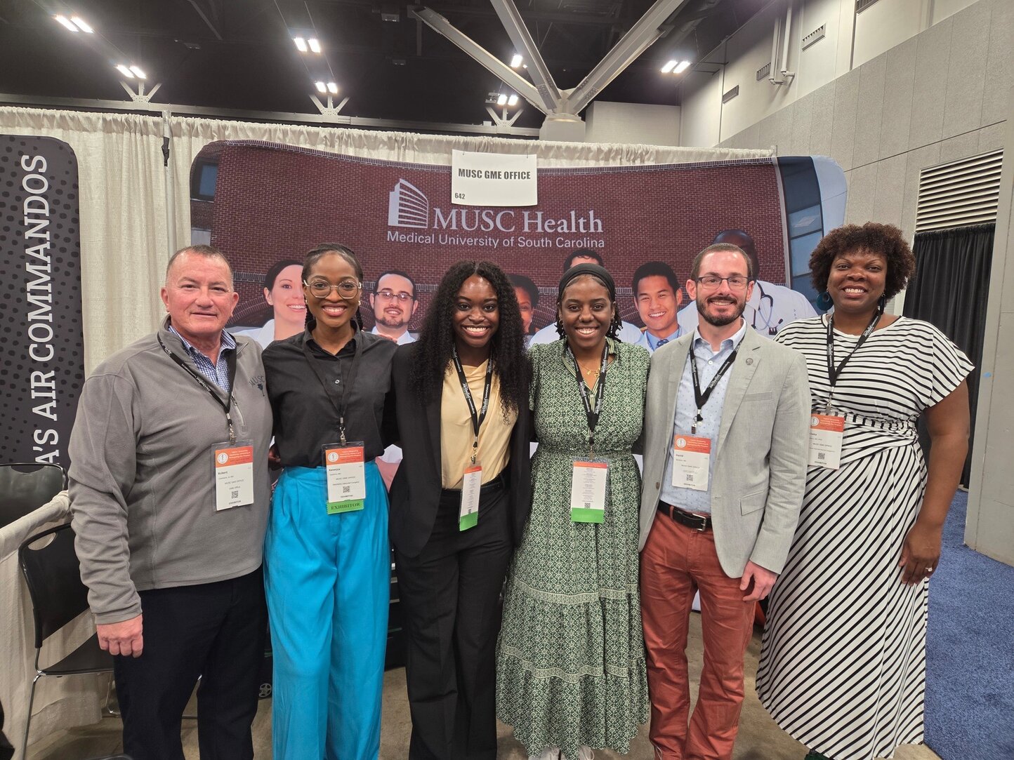 Residents and GME leaders (Rob Chisholm, Rebecca Oyetoro, Olivia Obot, Rachel Mfon, David Beckert, Mileka Gilbert) recruiting at the Student National
Medical Association conference