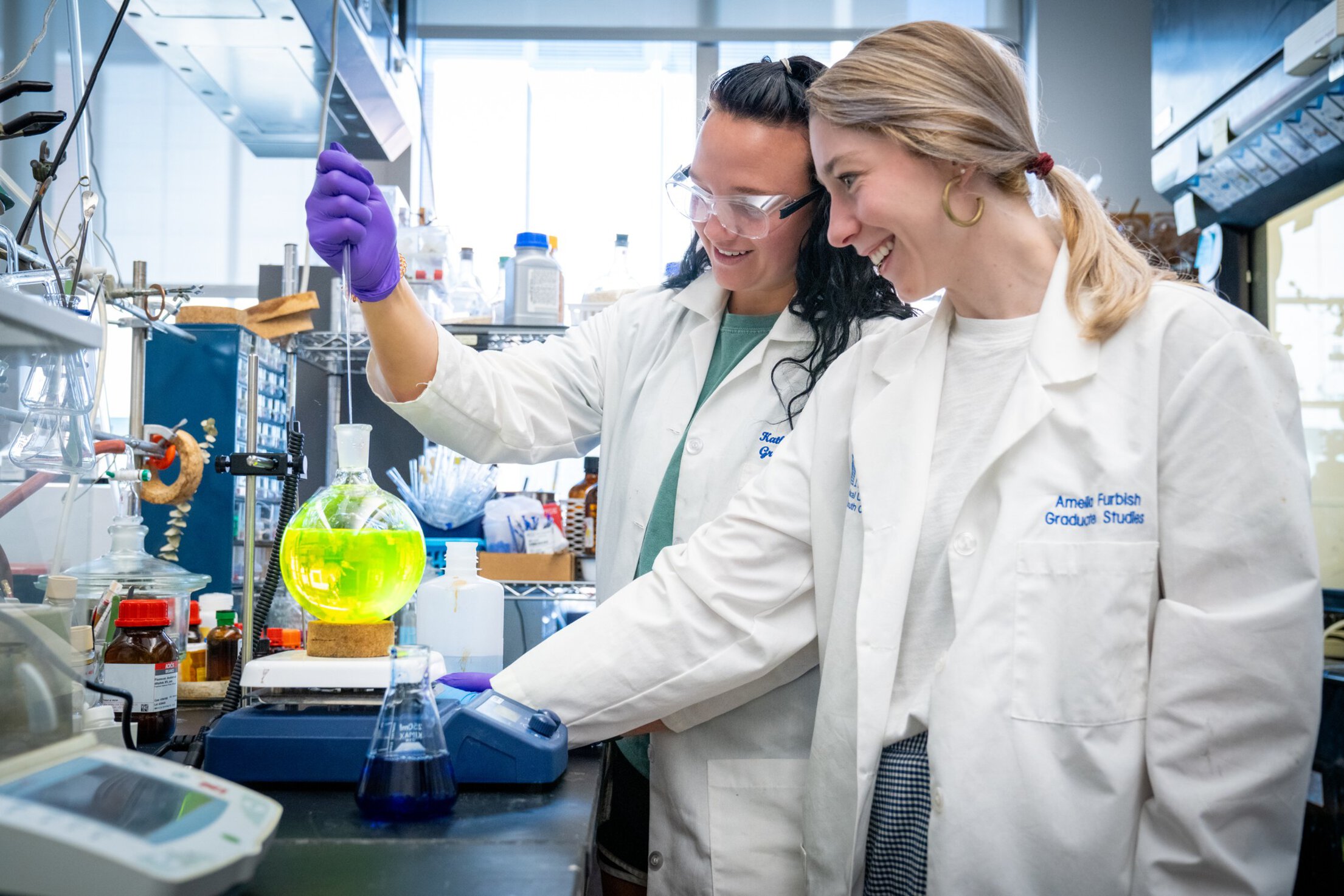 Pharmacy students in lab