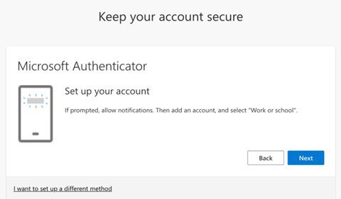 screen capture to set up your account
