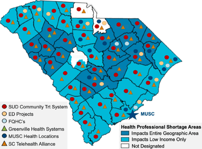 Map of SCN's statewide partners and affiliates