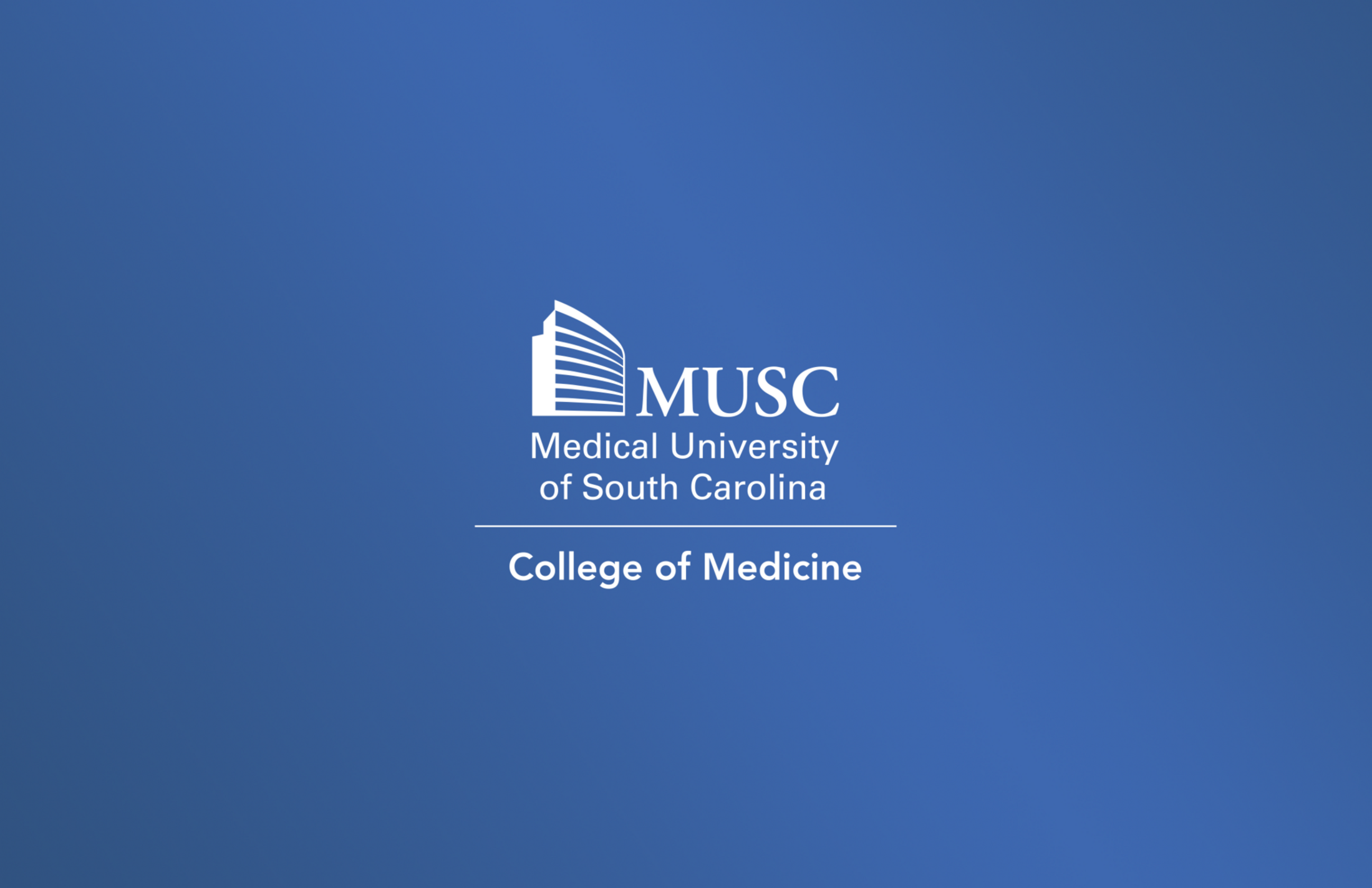 Video placeholder: blue gradient background with MUSC College of Medicine logo