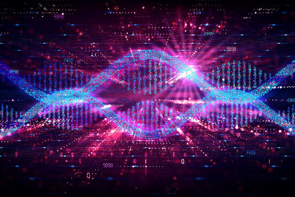 Futuristic computer illustration of mRNA.