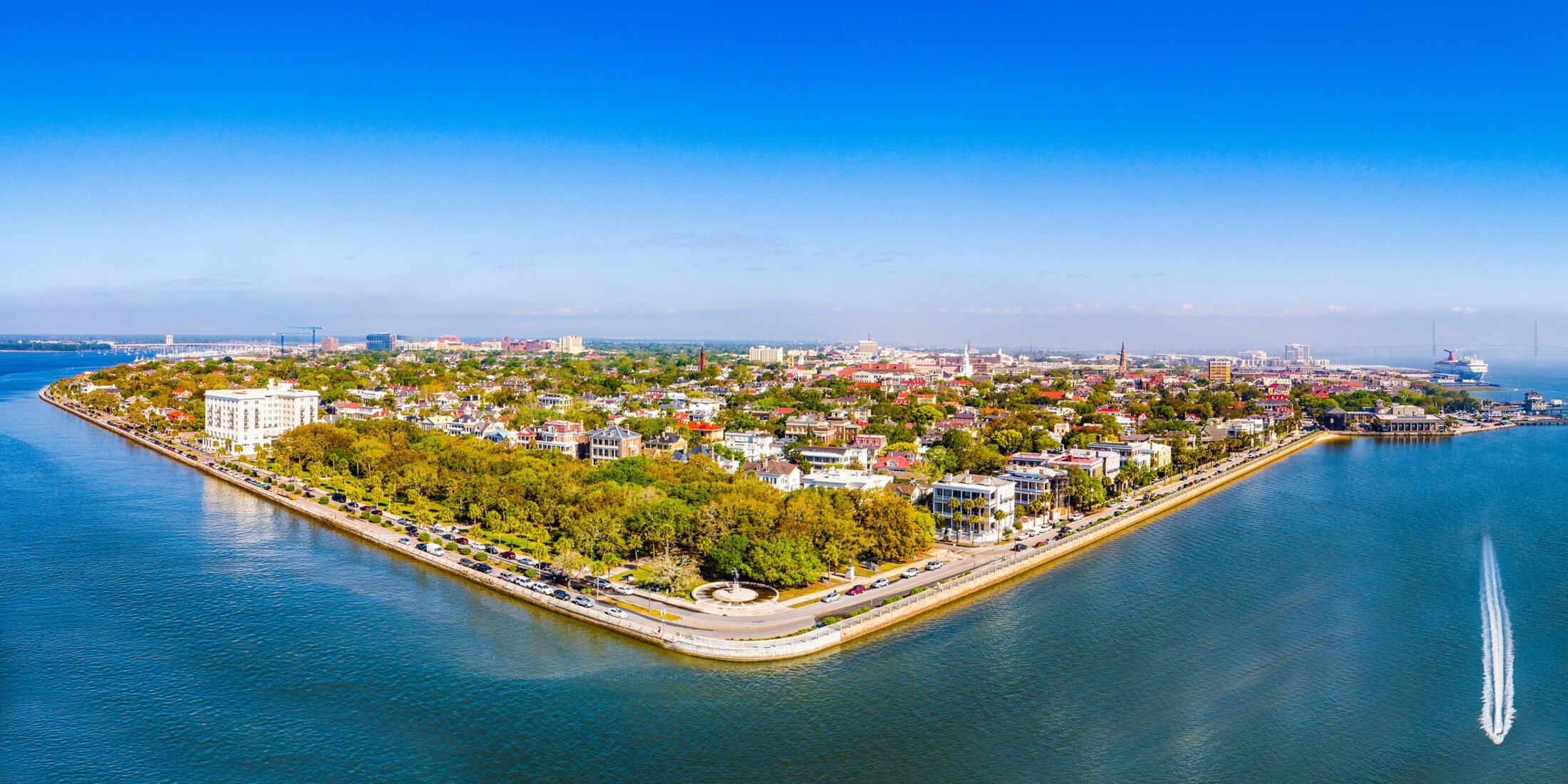 Aerial view of the Charleston peninsula