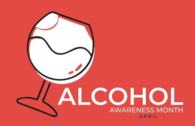 Red background with the words Alcohol Awareness Month April