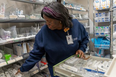 More than six years after treatment for colorectal cancer, Roberta Gibson continues work as a patient care technician at MUSC.