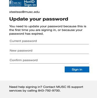 screen capture to update your password