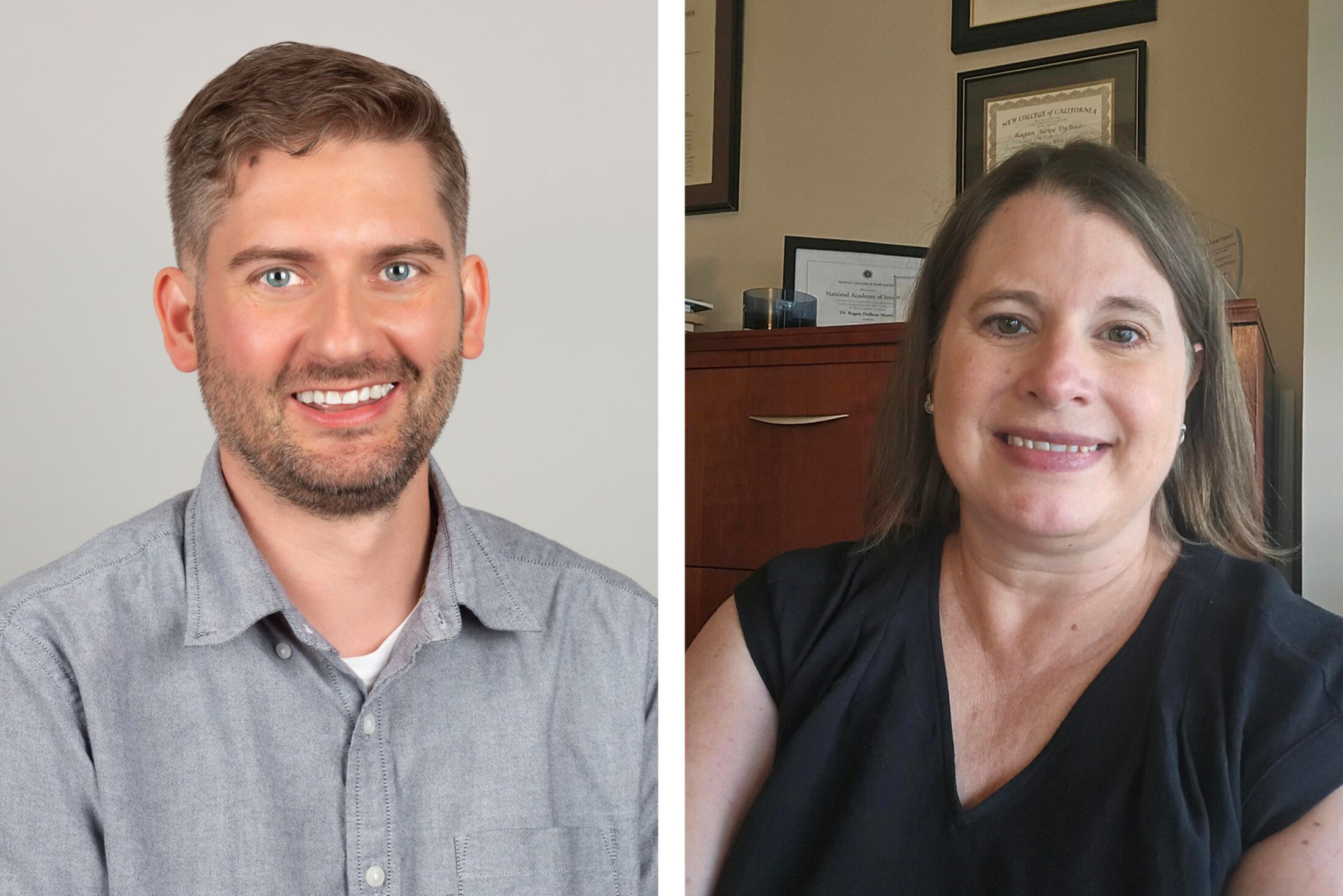 Dr. Alex Walters, Caucasian man on left, and Dr. Ragan Dubose-Morris, Caucasian woman on right