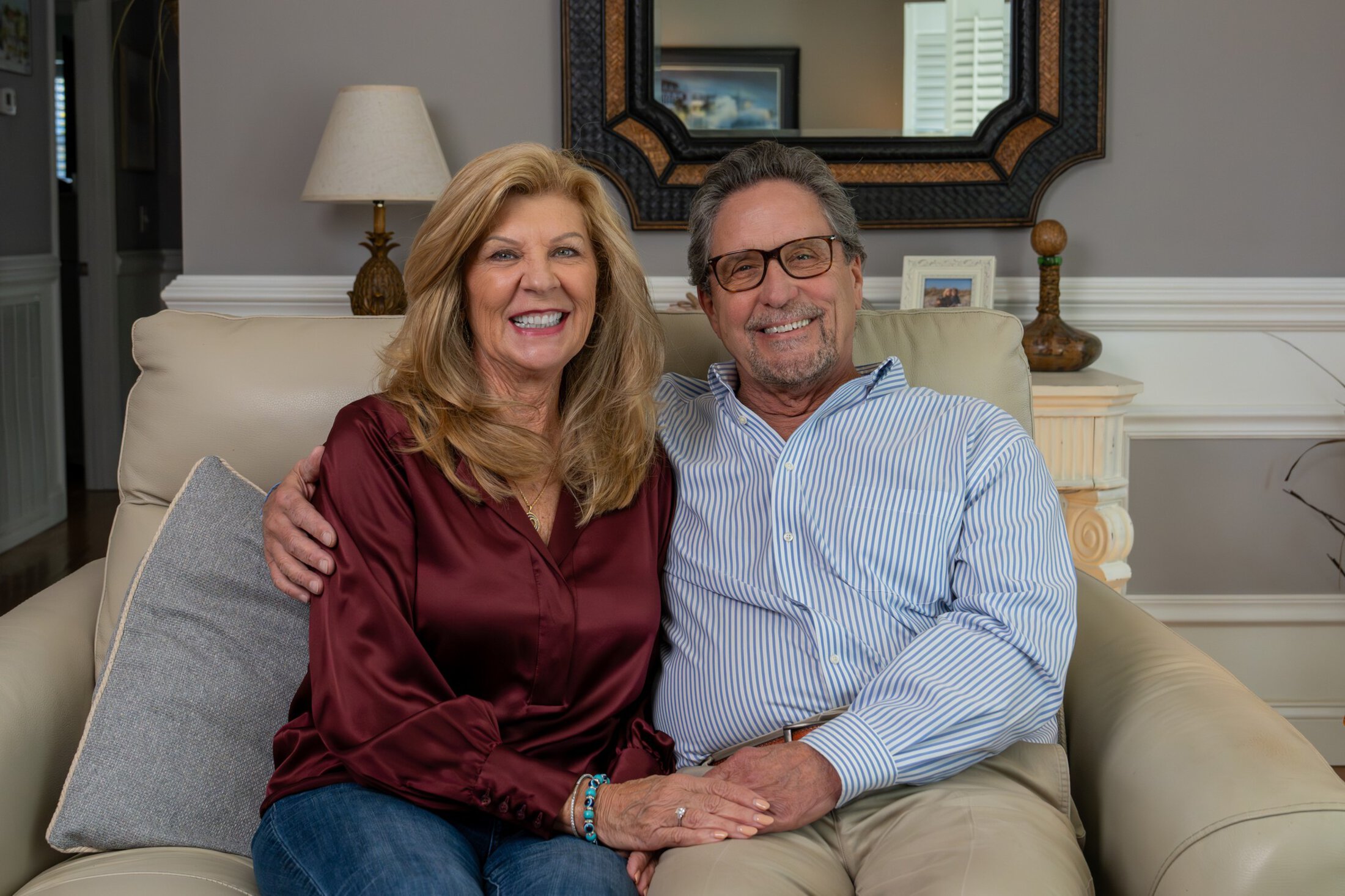 Steve Olsen Hollings Cancer Center sitting on couch