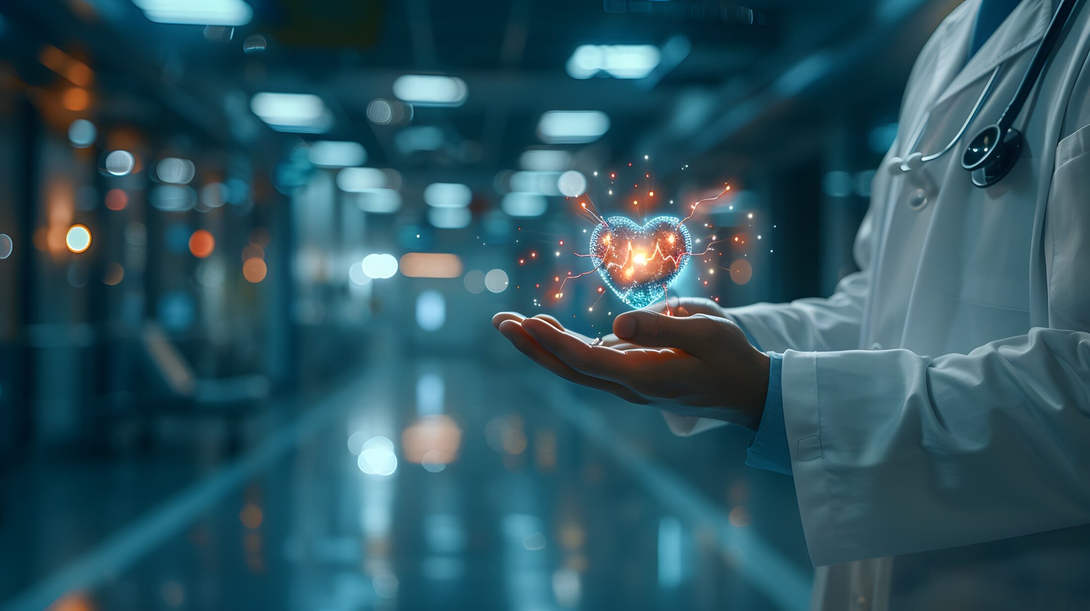 Image of a care provider with a symbolic wellness image in his hands of a full heart.