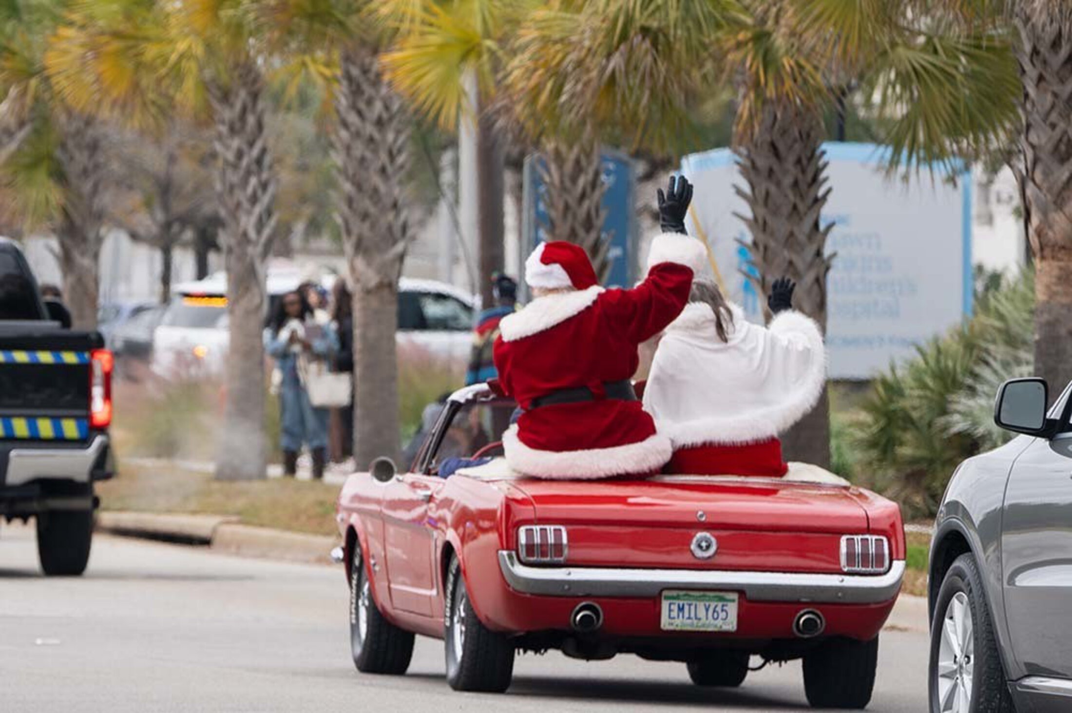 Santa in a Mustang in Charleston Angel Tree Parade