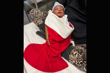 Newborn in a stocking in Lancaster Division